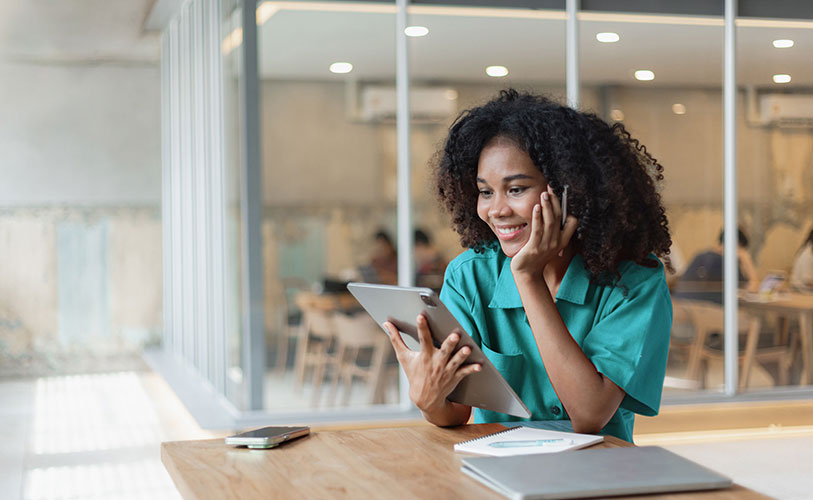 Team member using tablet