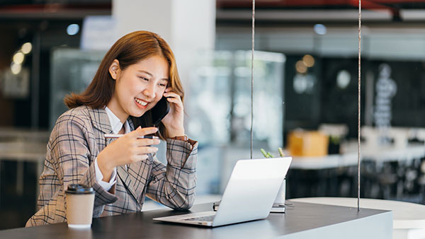 Friendly employee on the phone