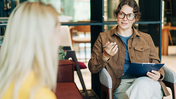 PR team member conducting an interview