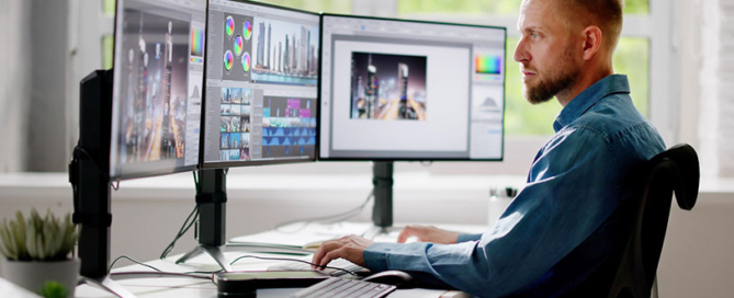 Creative designer working on video editing