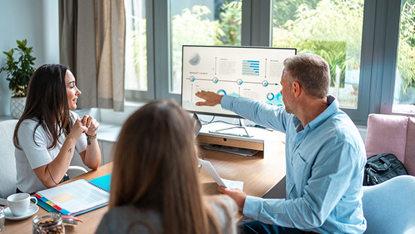 Marketing agency team reviewing client campaign performance