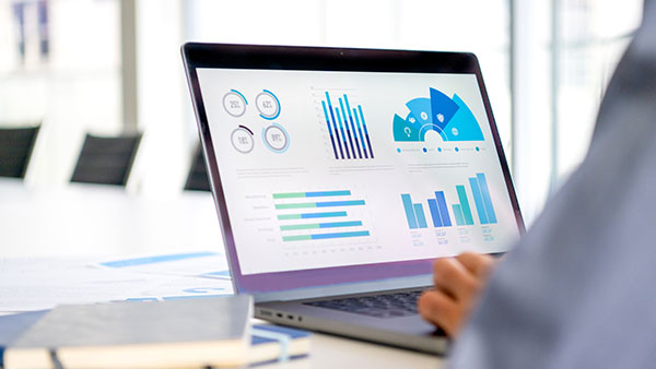 Laptop with analytics dashboard